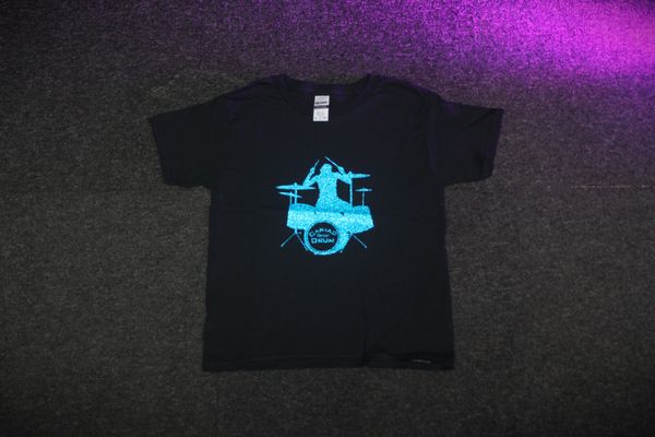 Cariad Youth Drummer T-Shirt - Black/Blue Glitter