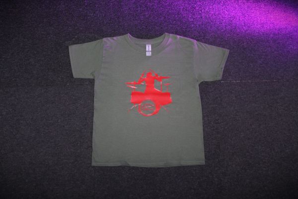 Cariad Youth Drummer T-Shirt - Khaki/Red
