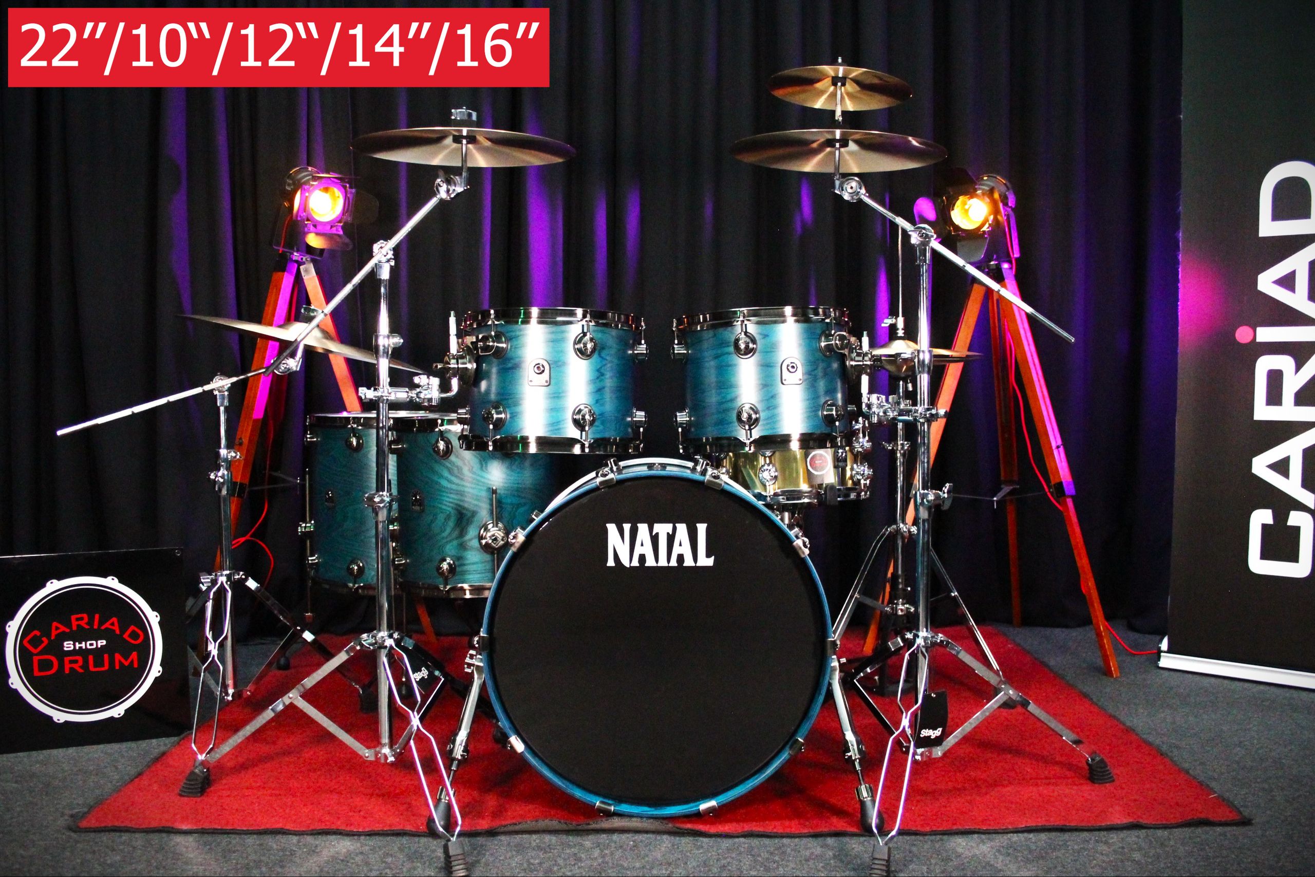 Natal Café Racer 5pc 22''/10''/12''/14''/16'' Shell Pack - Cerulean Blue