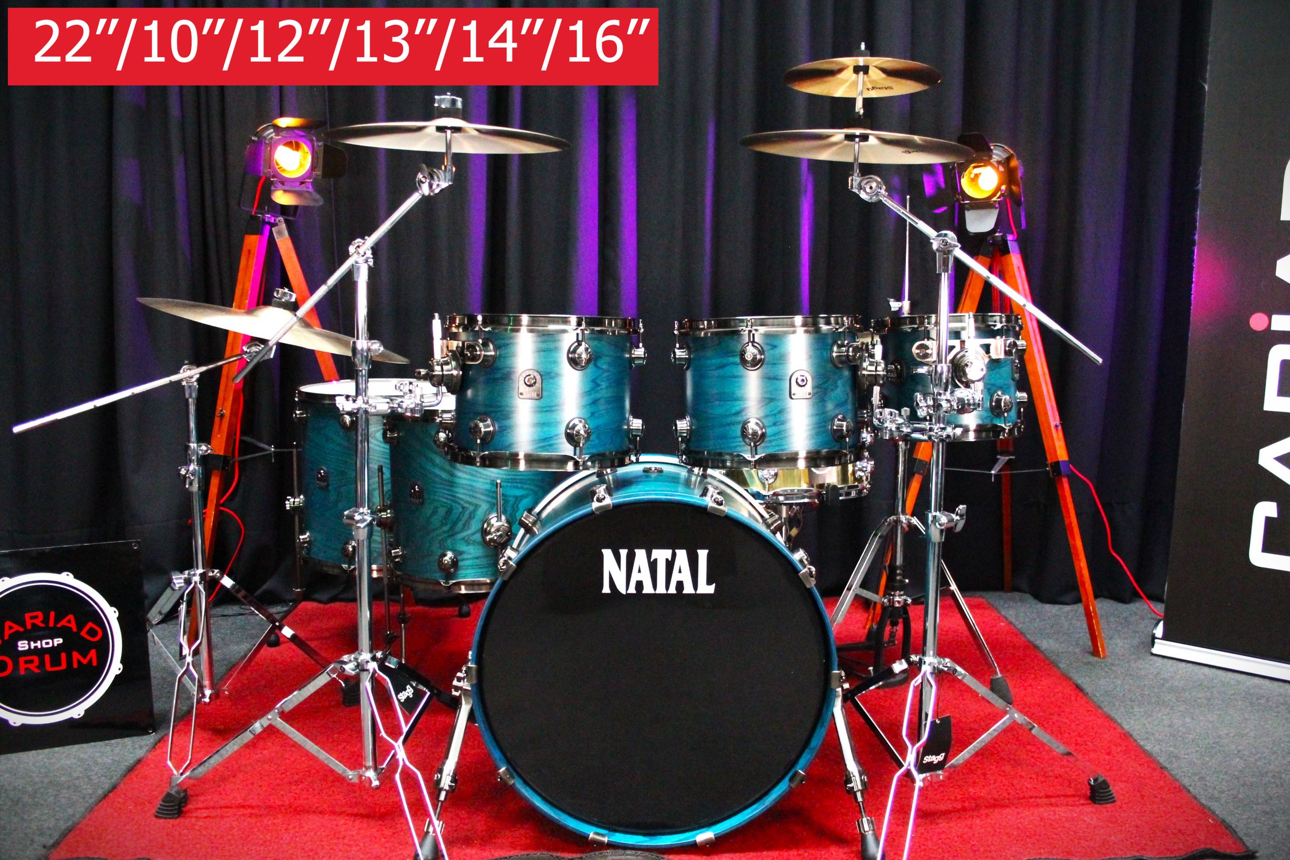 Natal Café Racer 6pc 22''/ 10''/ 12''/ 13''/ 14''/ 16'' Shell Pack - Cerulean Blu