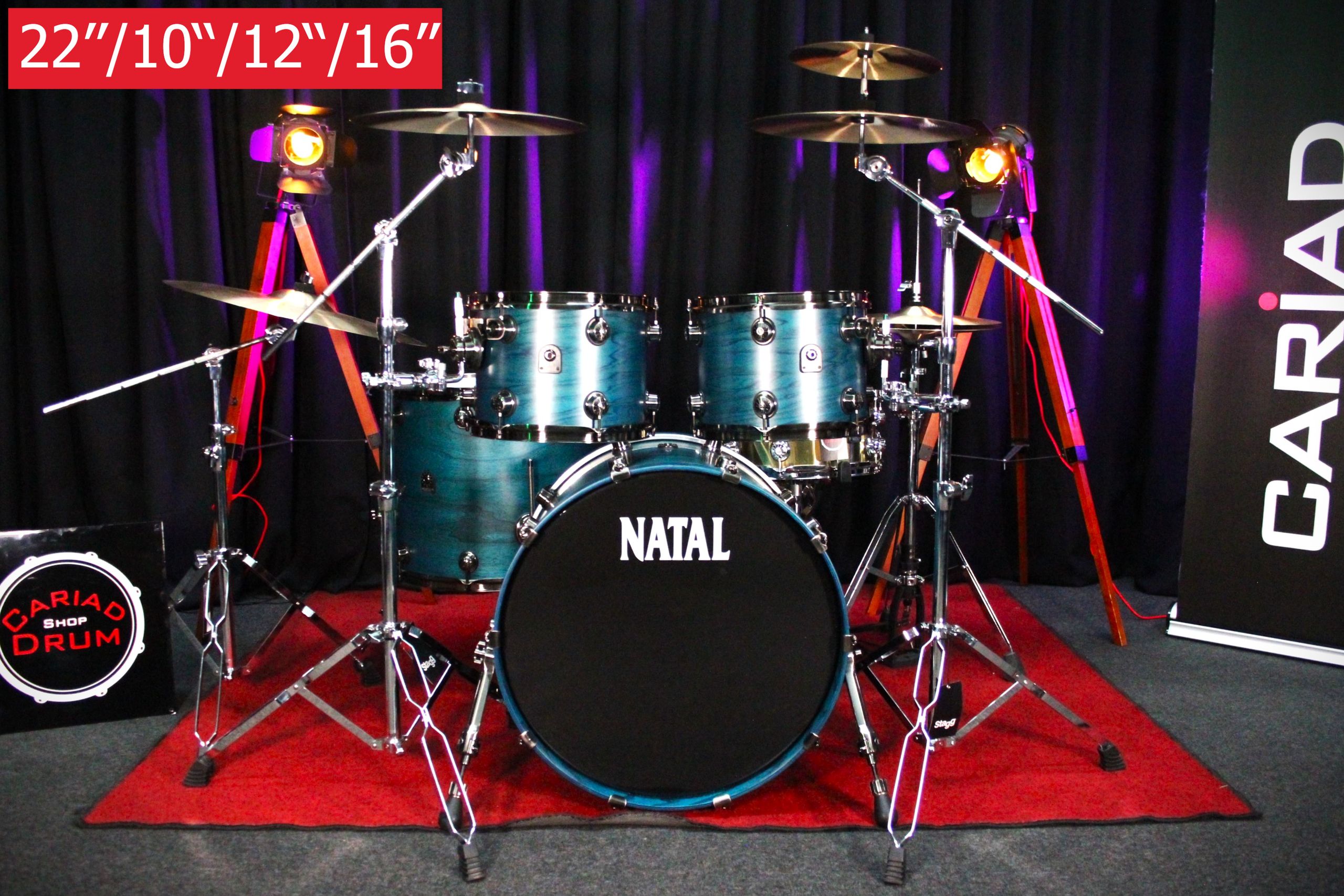 Natal Cafe Racer 4pc 22''/10''/12''/16'' Shell Pack - Cerulean Blue