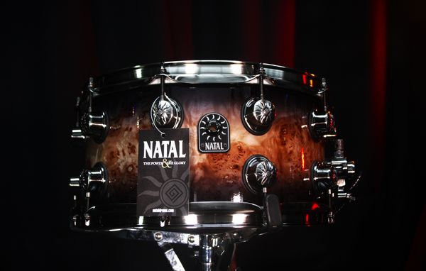 Natal Mappa Burl 14'' x 7'' Snare Drum - Black Smoked Gloss