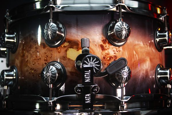 Natal Mappa Burl 14'' x 7'' Snare Drum - Black Smoked Gloss