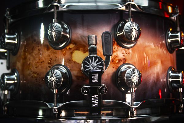 Natal Mappa Burl 14'' x 7'' Snare Drum - Black Smoked Gloss