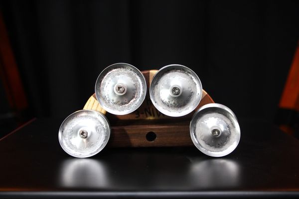 PaulE Min-E #34 Ash/Cherry/Maple/Walnut Jingle Block w/ Stainless Steel Jingles