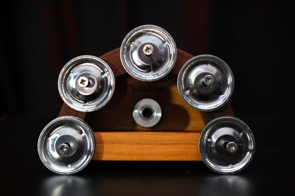 PaulE Moon-E #73 Cherry & Brimstone Ash Jingle Block w/ Mid East Nickel Plated Steel Jingles