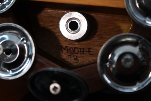 PaulE Moon-E #73 Cherry & Brimstone Ash Jingle Block w/ Mid East Nickel Plated Steel Jingles